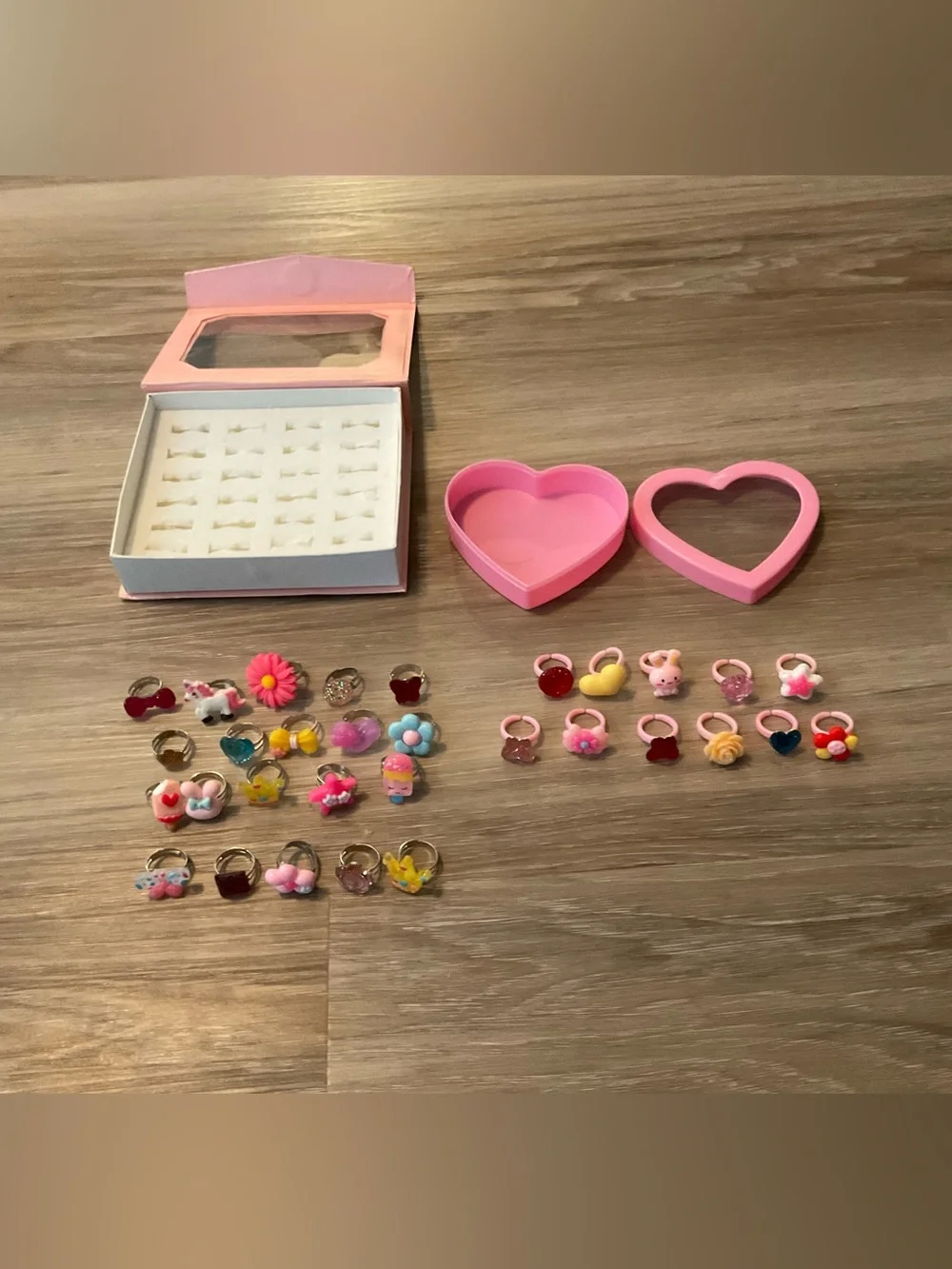 Passeem | Pink Heart Jewelry Ring & Charm Play Set